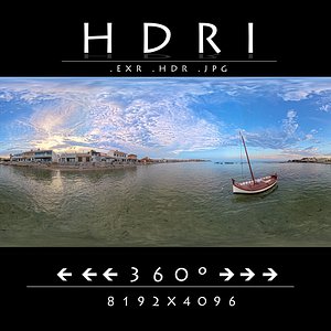 Traditional Fishing Boat in Tranquil Coastal Village 3D model