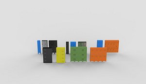 School Gym Locker set 3D model 3D model
