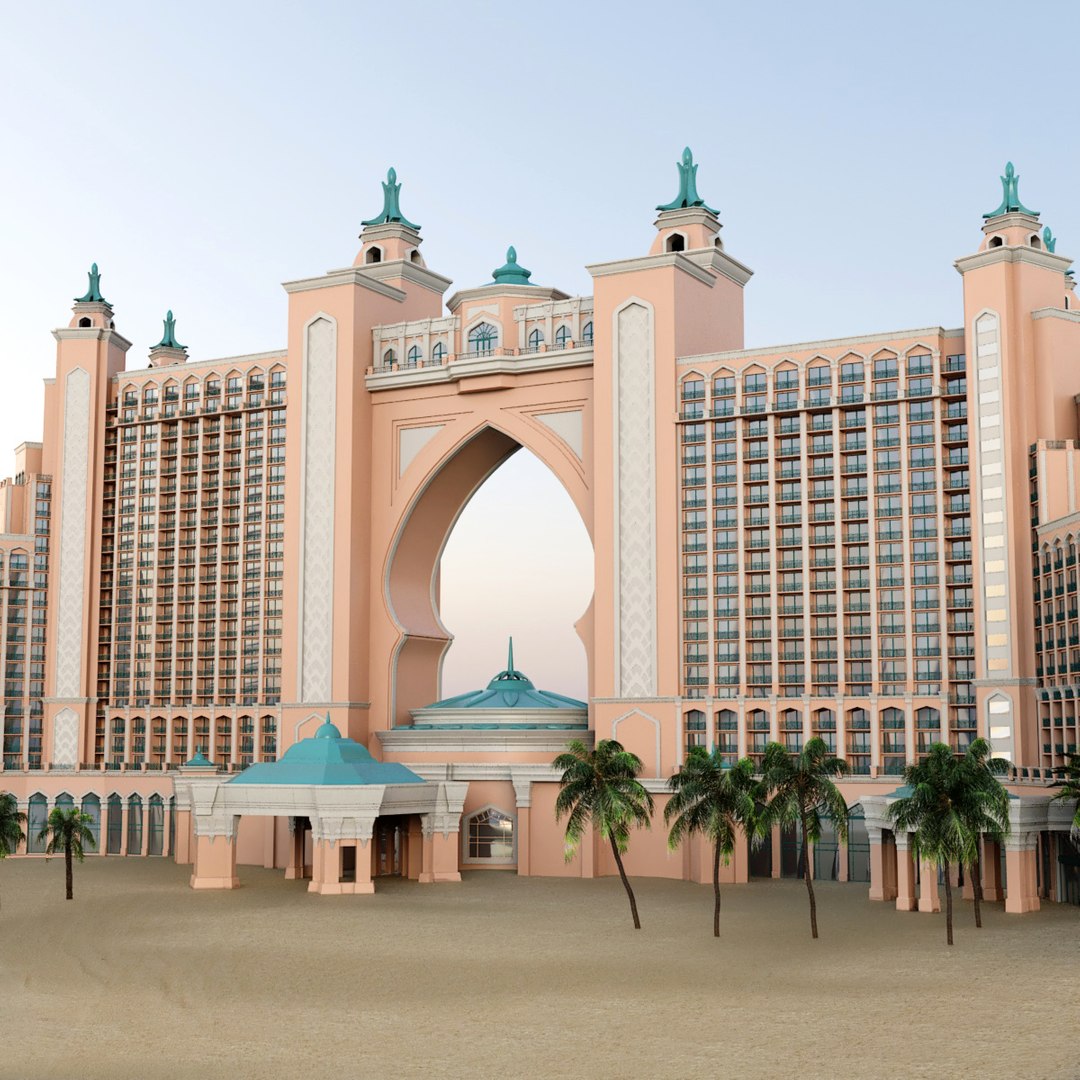 Atlantis Palm Dubai Luxury Hotel Building 3D model preview