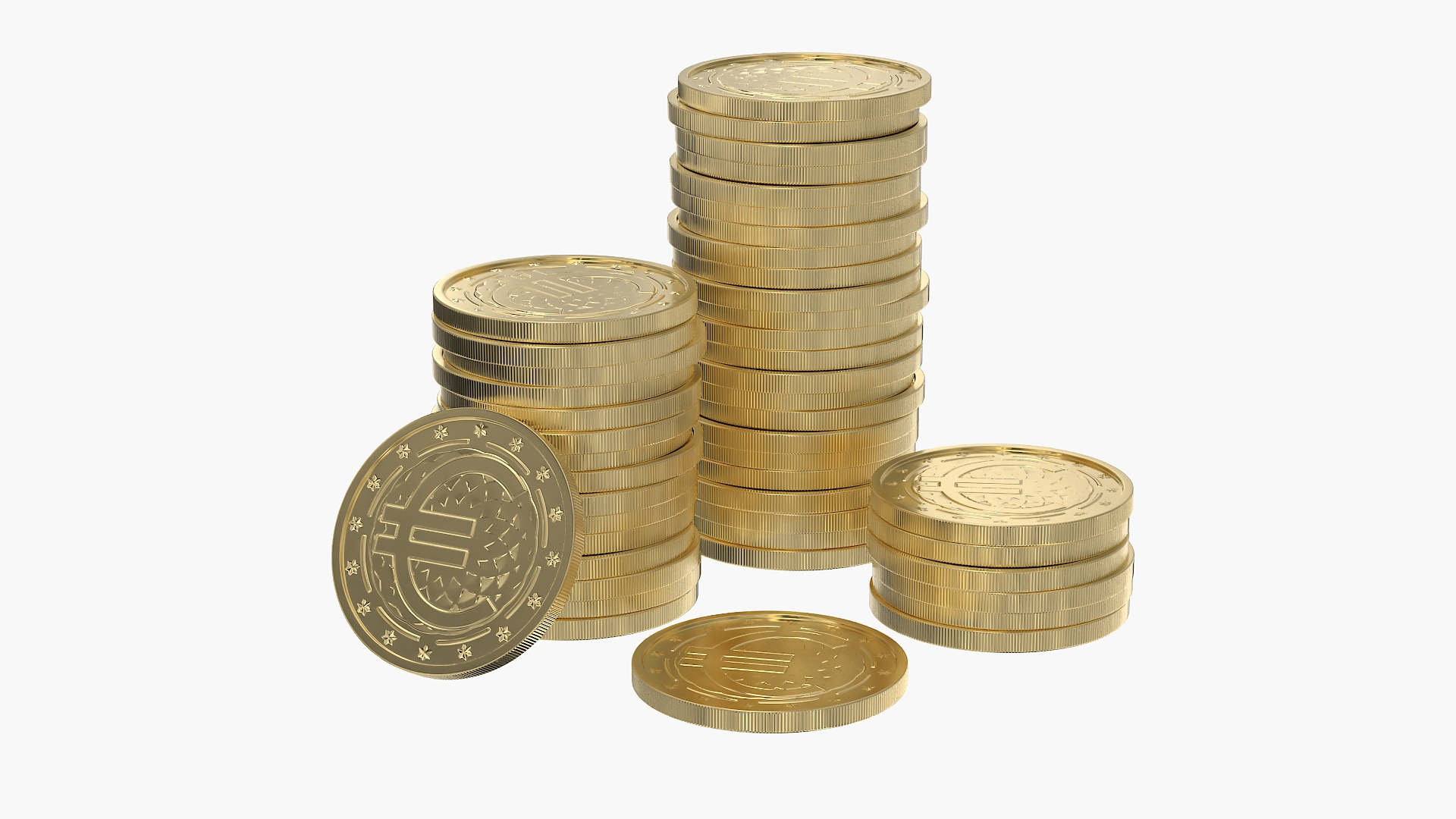 3D Euro Gold Coin Stack 4 - TurboSquid 2275509