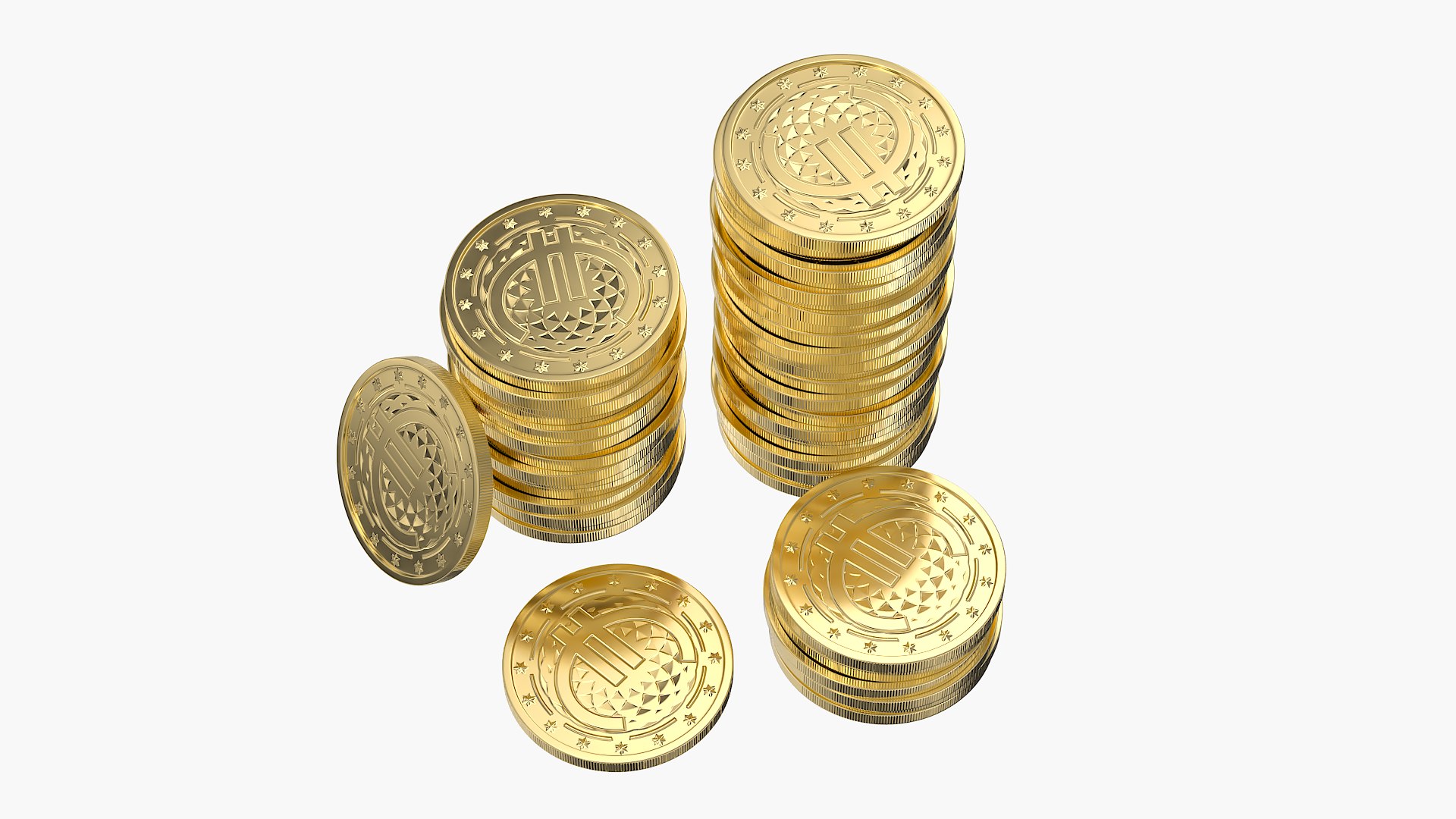 3D Euro Gold Coin Stack 4 - TurboSquid 2275509