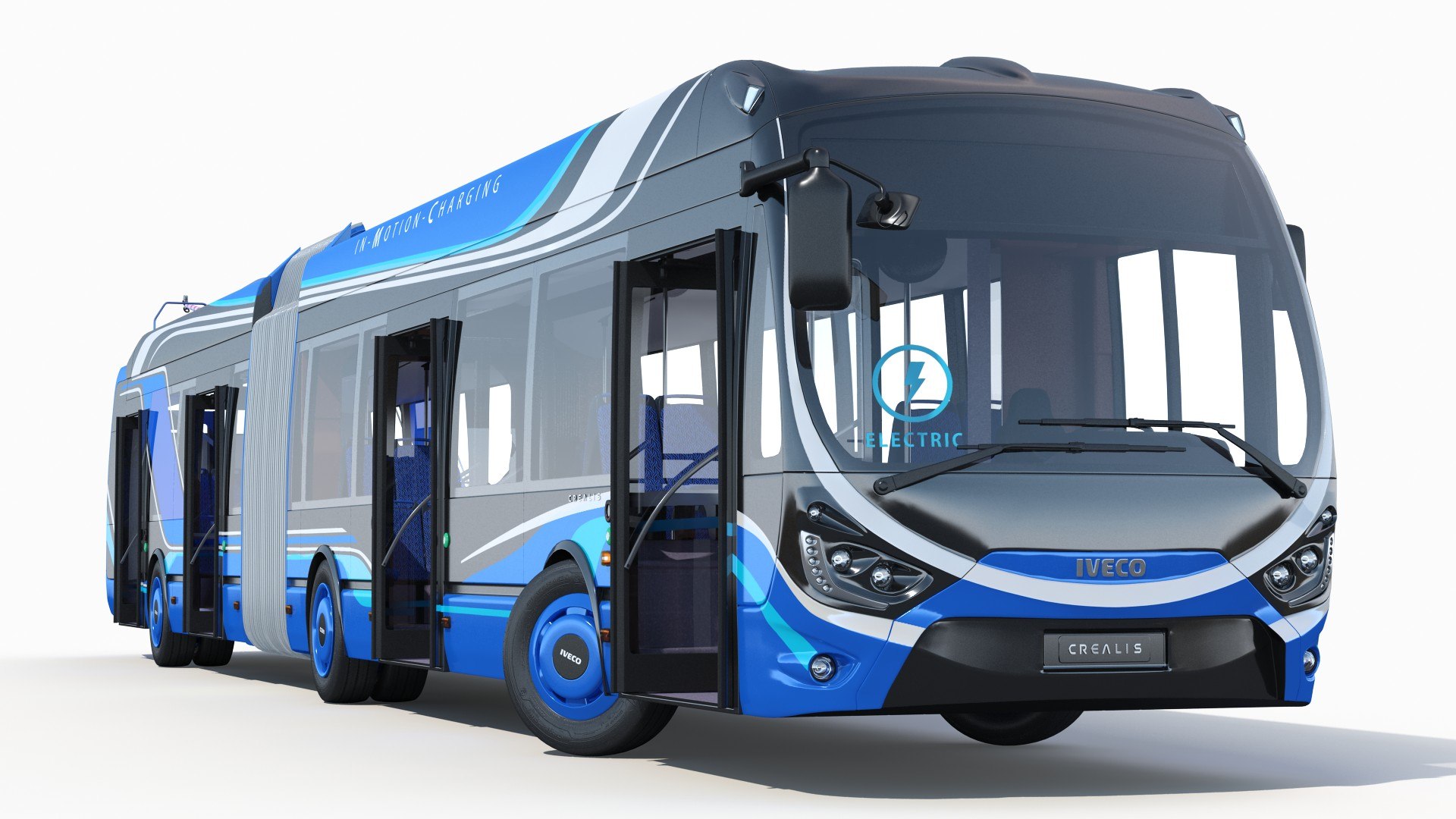 Iveco Crealis IMC Electric Trolleybus Rigged 3D model preview