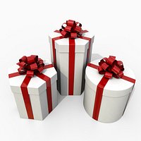 Gift Boxes - Round and Hexagon Trio with Tied Ribbon Rosette