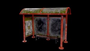 3D Bus Stop GameReady model