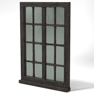 medieval glass window wood 3D