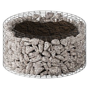 3D Gabion Flowerpot made of granite