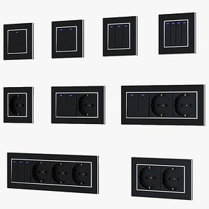 Wallpad Black Acrylic Panel With Silver Border Wall Light Switch LED Indicator