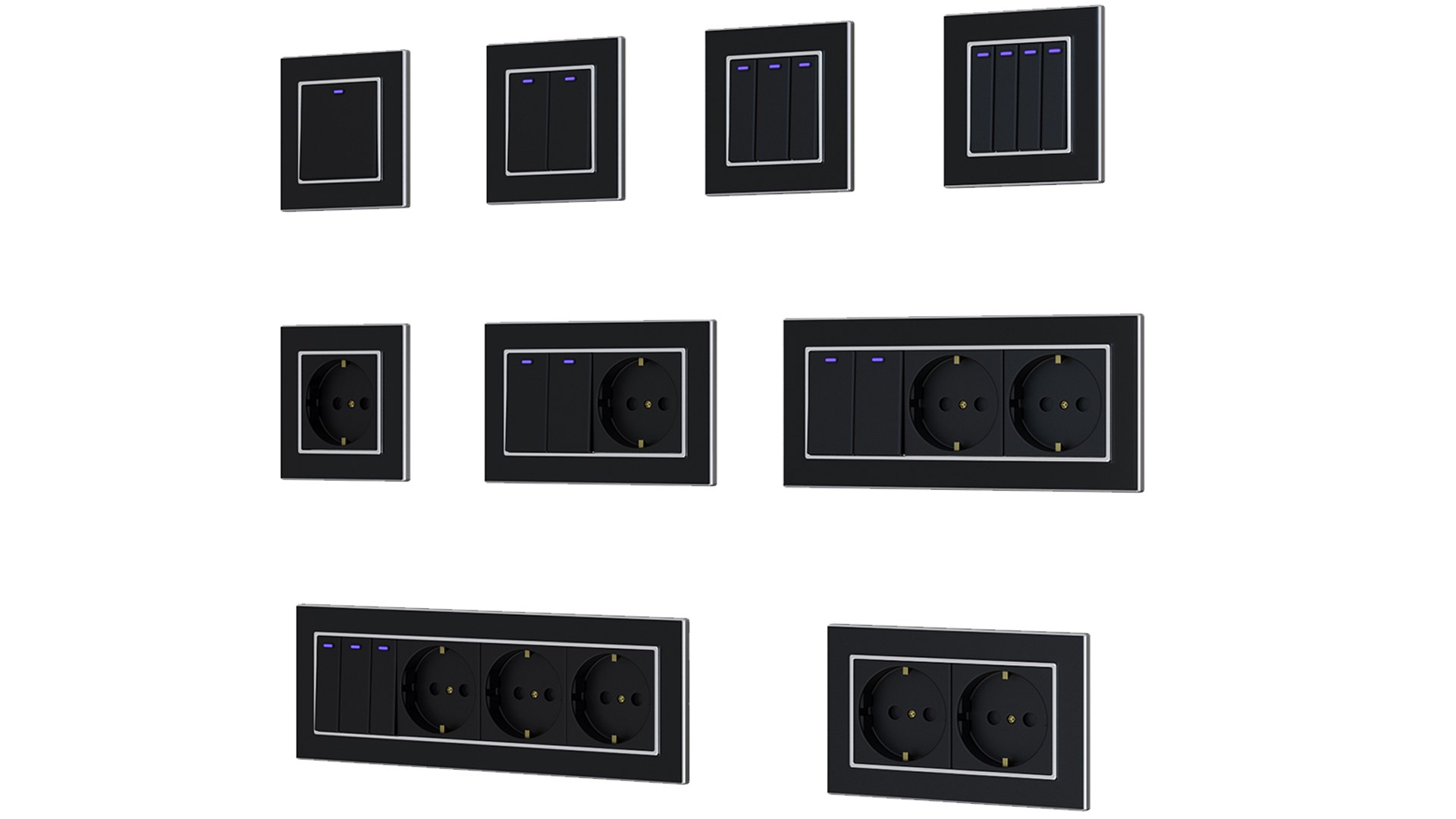 3D Model Wallpad Black Acrylic Panel With Silver Border Wall Light ...