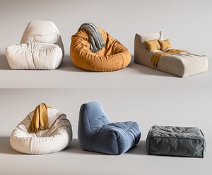 3D Bean Bag Chair Lazy Floor Sofa Tofu Block  Channel Tuft Pouf Chair model