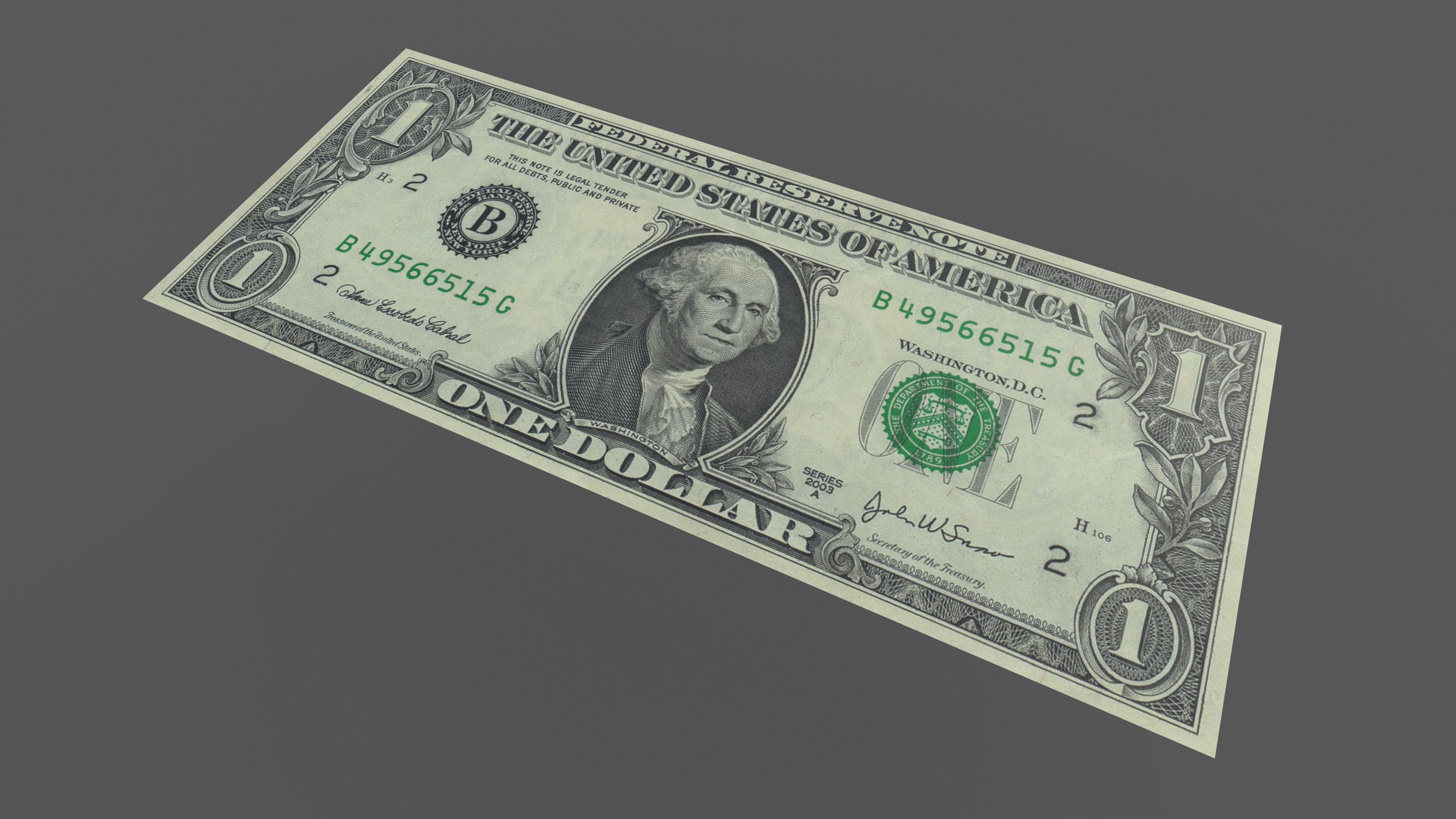 Money One Dollar With Pbr 4K 8K model - TurboSquid 1733258