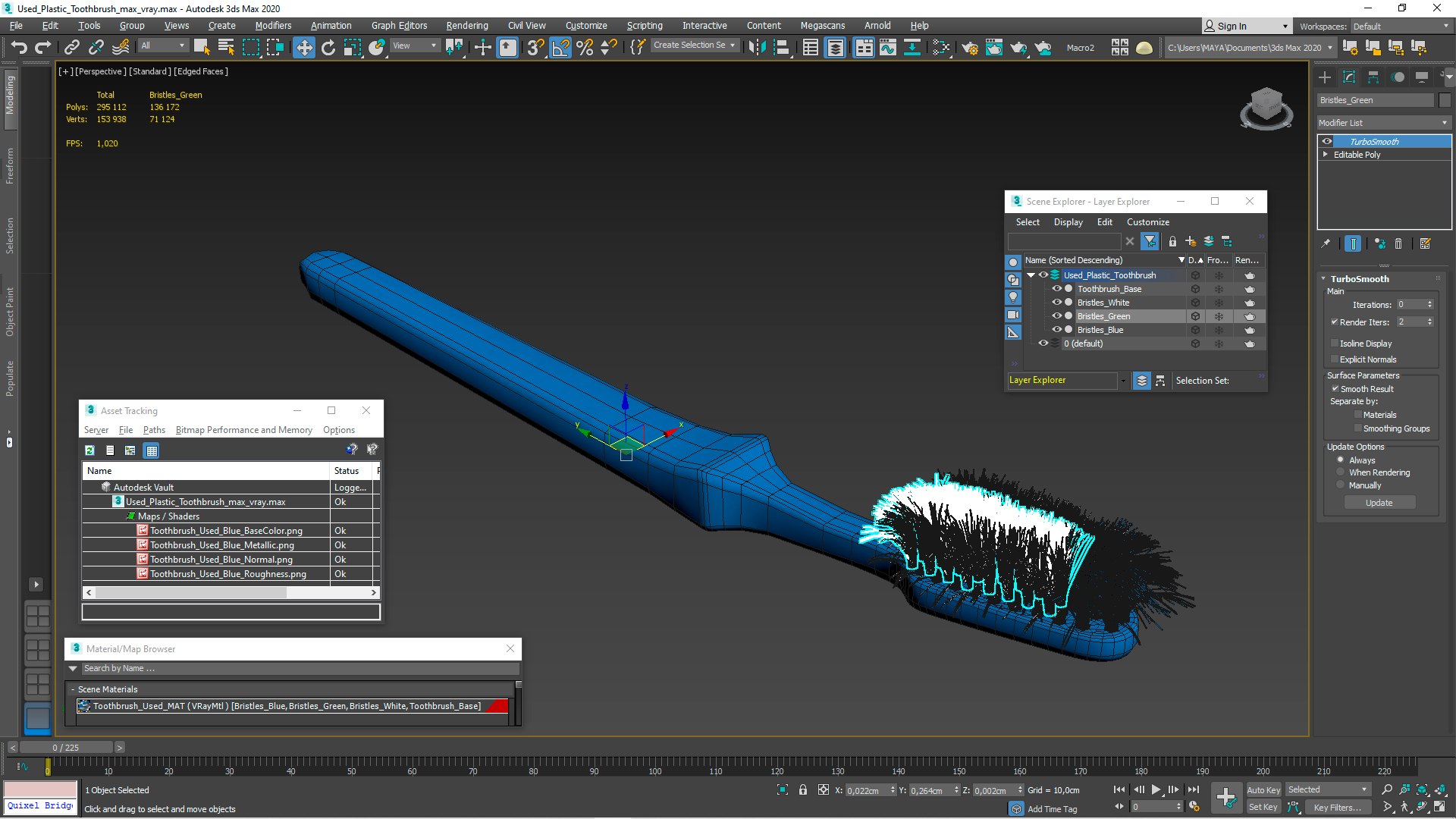 Used Plastic Toothbrush 3D Model - TurboSquid 2343147