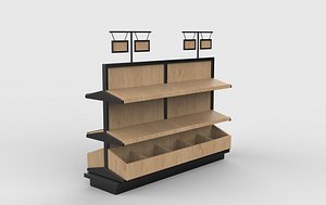 3D wooden shelves 3 3D model model