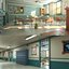 3D cartoon classroom corridor