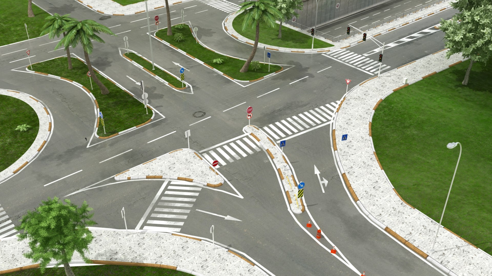 Intersection Road Object Model - TurboSquid 1304206