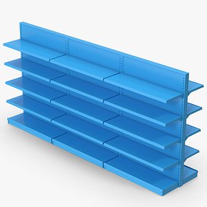 3D Blue Market Shelves model