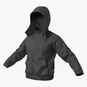 Insulated Workwear Hooded Jacket Black 3D