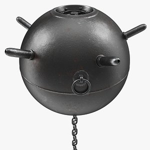 Old WWII Sea Mine with Chain 3D Model