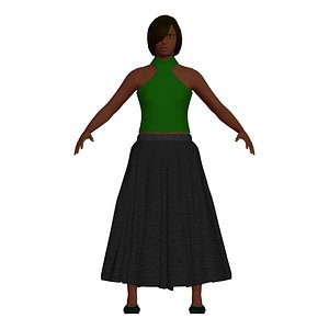 African American Woman Long Skirt