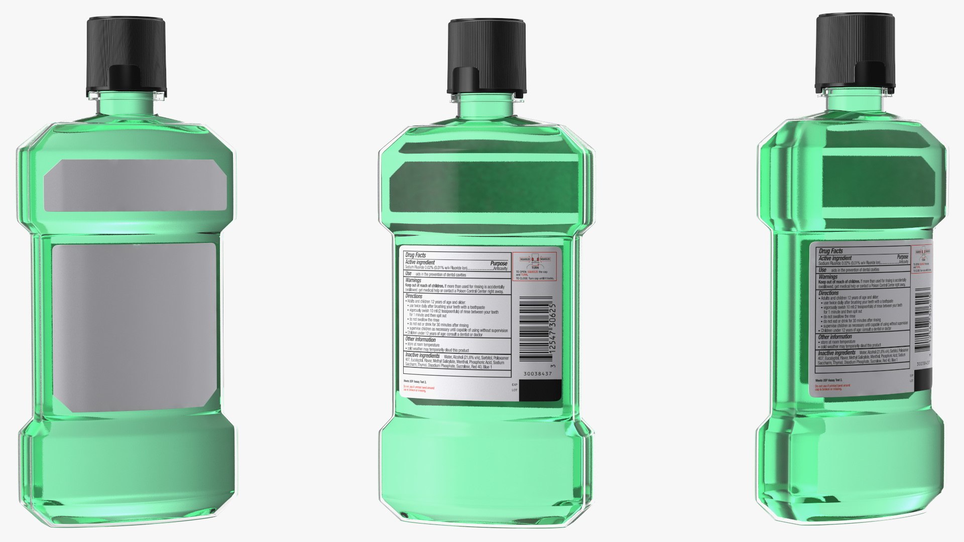 Antiseptic Mouthwash 500ml Bottle 3D model preview