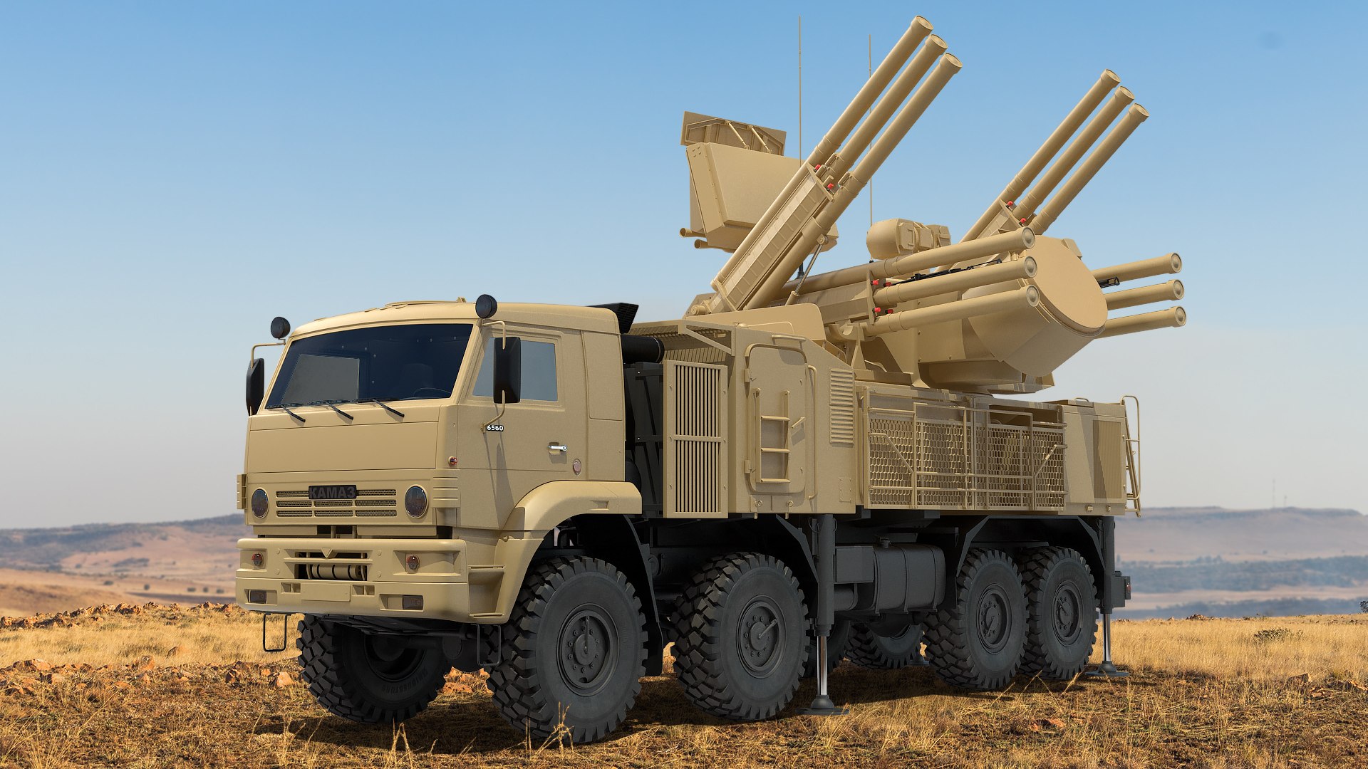 Pantsir S1 SA-22 Desert Camo Rigged 3D model preview