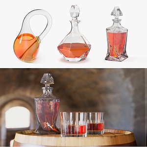Glass Decanters with Alcoholic Drinks Collection 4