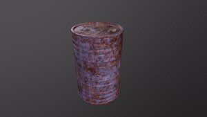 Rusty barrel low poli Game readi PBR material 3D model