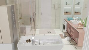 Fully Game ready low poly bathroom full 5 set of 50plus 3D models