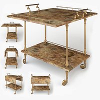 An Aldo Tura Goat Skin Bar Cart