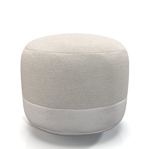 Cotton Canvas Round Pouf