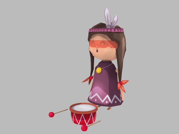 stylized little girl indian 3D model