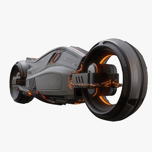 High poly sci-fi motorbike 3D model