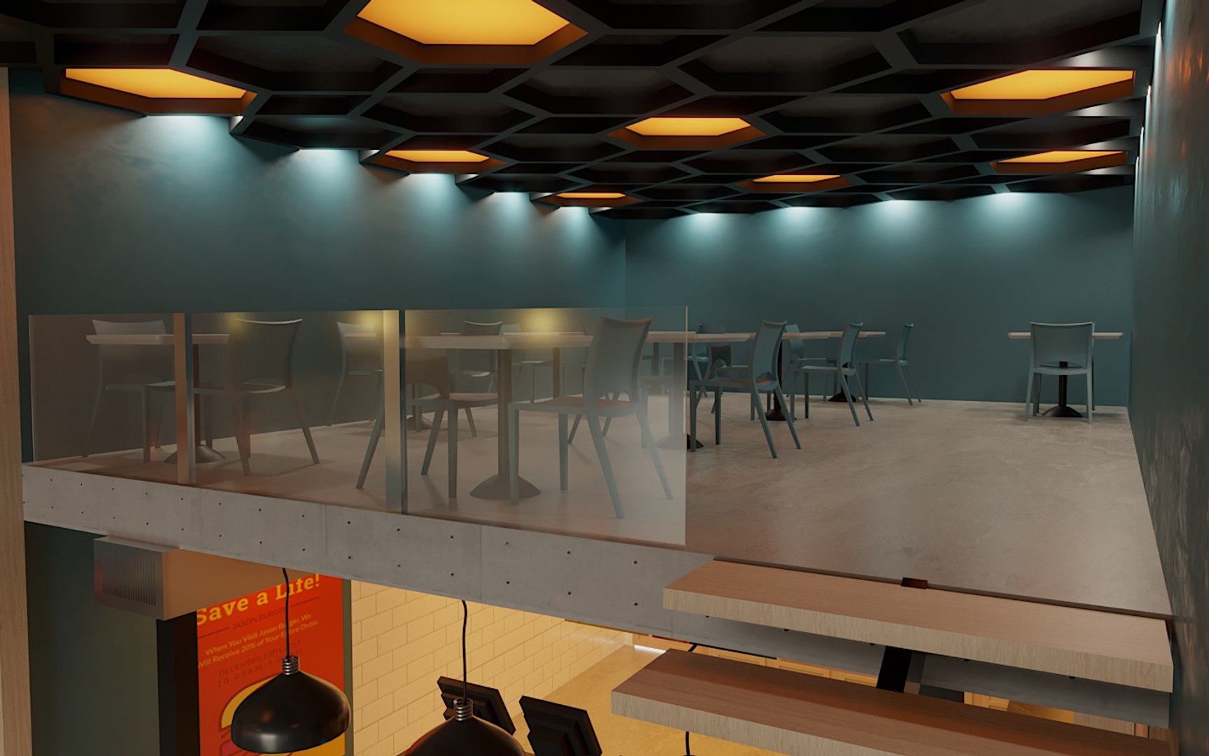 3D Modern Burger Food Interior Design - TurboSquid 1422445