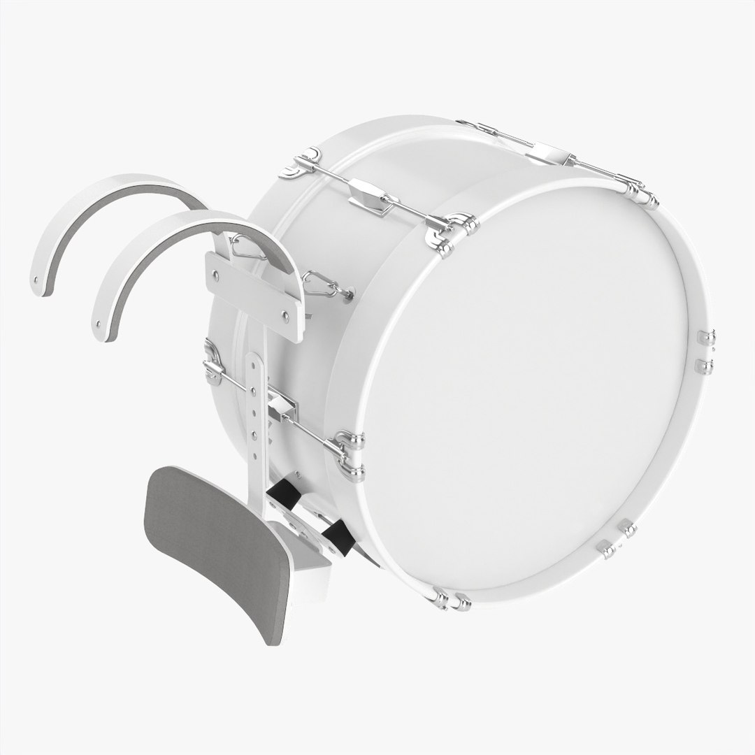 Marching bass drum with carrier pure white 3D TurboSquid 1858503