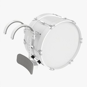 Marching bass drum with carrier pure white 3D