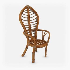 Chair Rattan Vintage Leaf Shaped Throne
