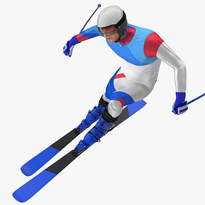 3D male skier generic skis