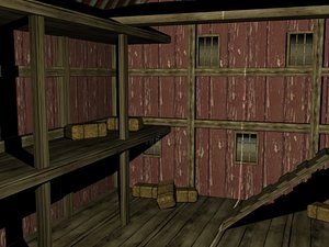 3d model old red barn