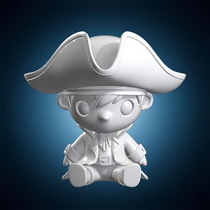 Chibi Pirate Character Figure 3D Print Model 3D