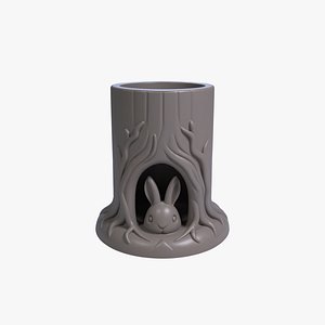 3D Rabbit Burrow Pen Holder Cozy Warren Desk Organizer STL File 3D Printable File