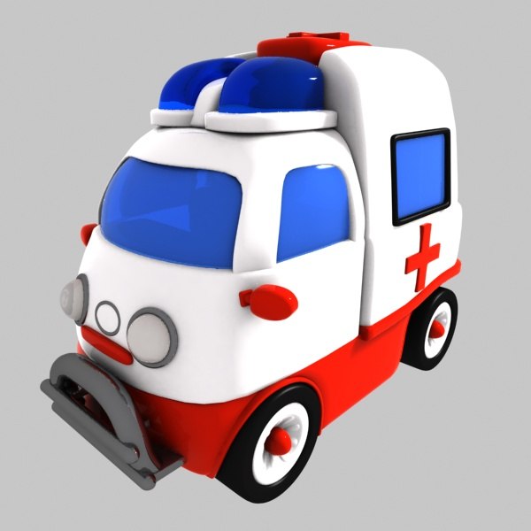 3d model ambulance toon