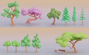 Tree set Low-poly VR - AR 3D model 3D