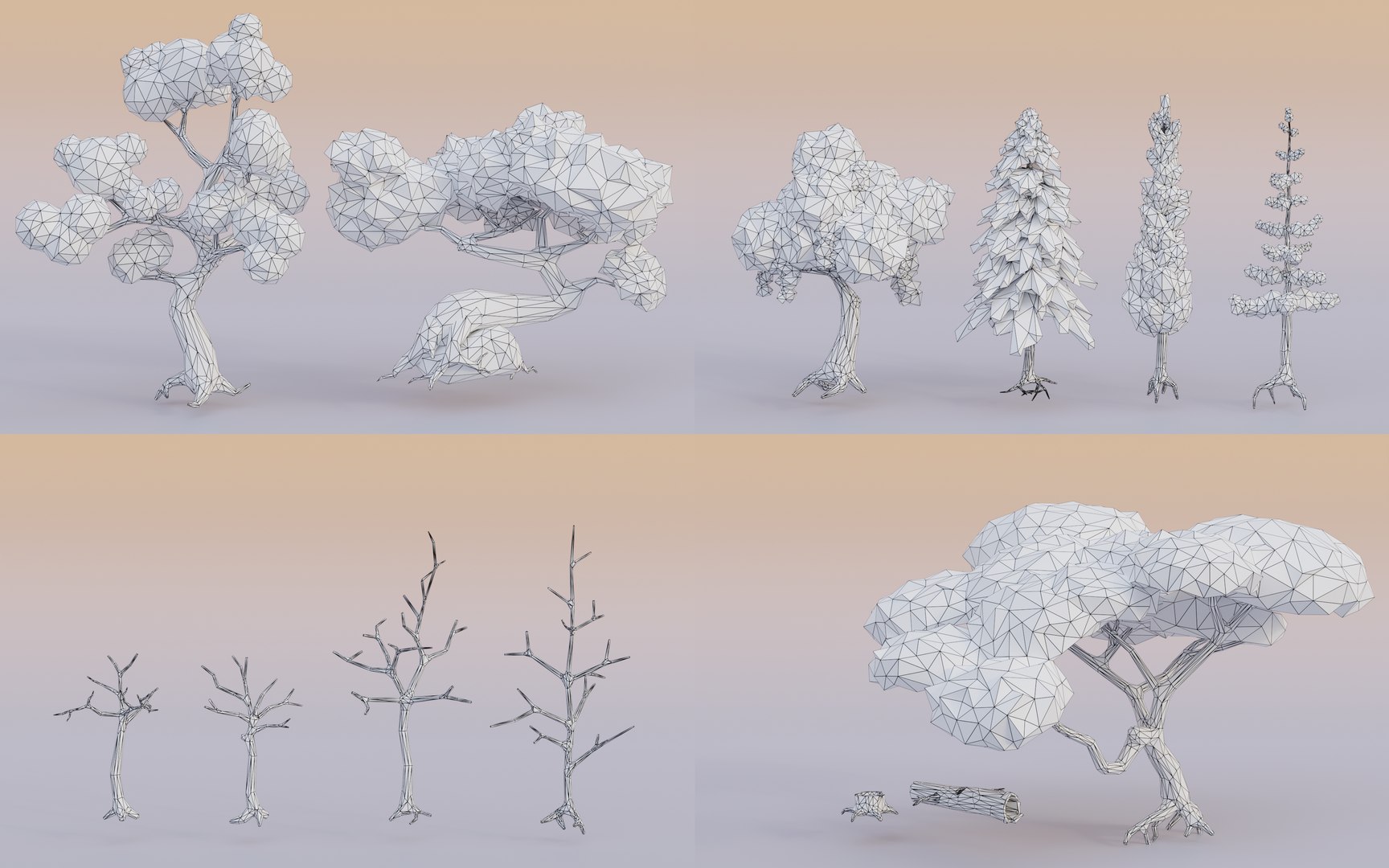 Tree Set Low-poly VR - AR 3D Model 3D - TurboSquid 2035648