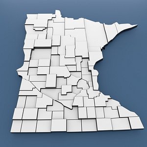 3D Minnesota Counties - Map of United States of America USA