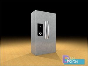 3D model double door fridge