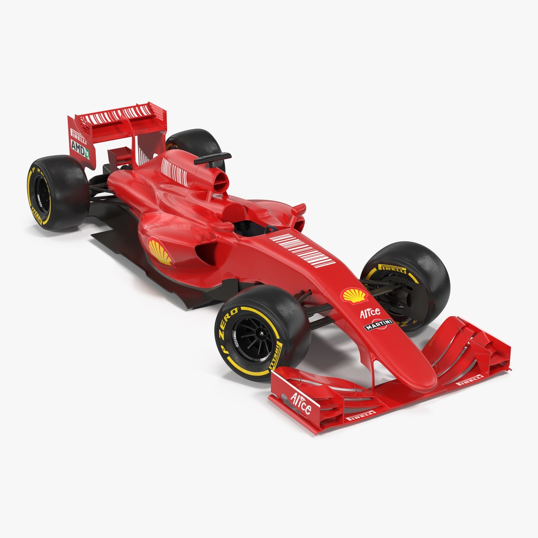 Formula One Car Rigged Red 3D model preview