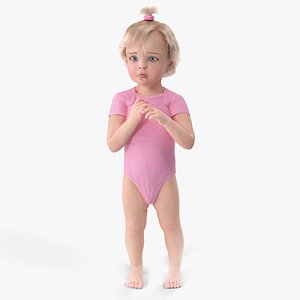 Toddler Girl in Bodysuit Standing Fur 3D