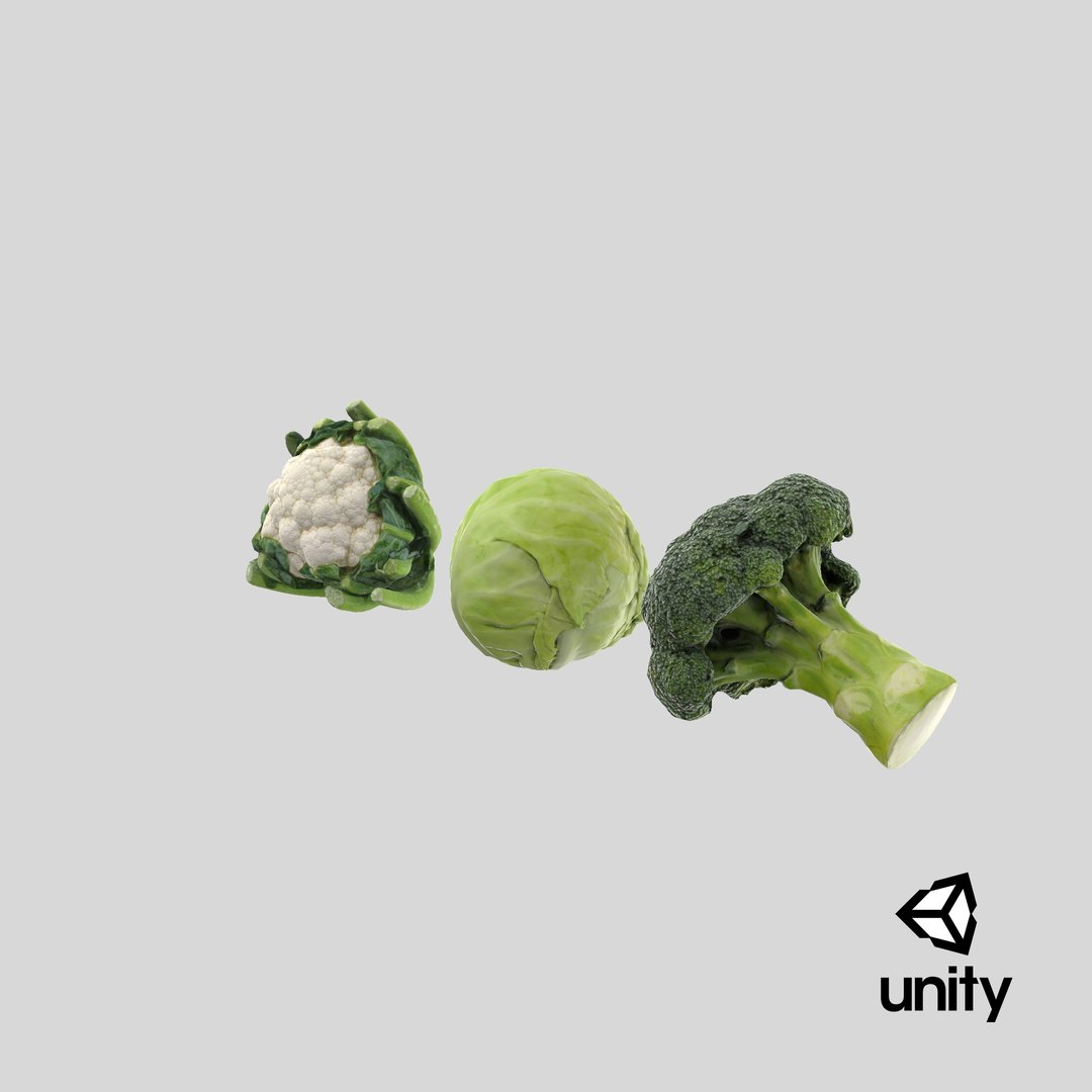 3D Cauliflower Cabbage and Broccoli https://p.turbosquid.com/ts-thumb/Y3/f48Lhm/9Y/stemcell_unity_render/png/1648264529/1920x1080/fit_q87/323f377d470d76952dfe03d05ef9c09b91a5888e/stemcell_unity_render.jpg