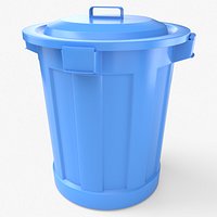 Japanese Street Plastic Trash Can Blue 120L