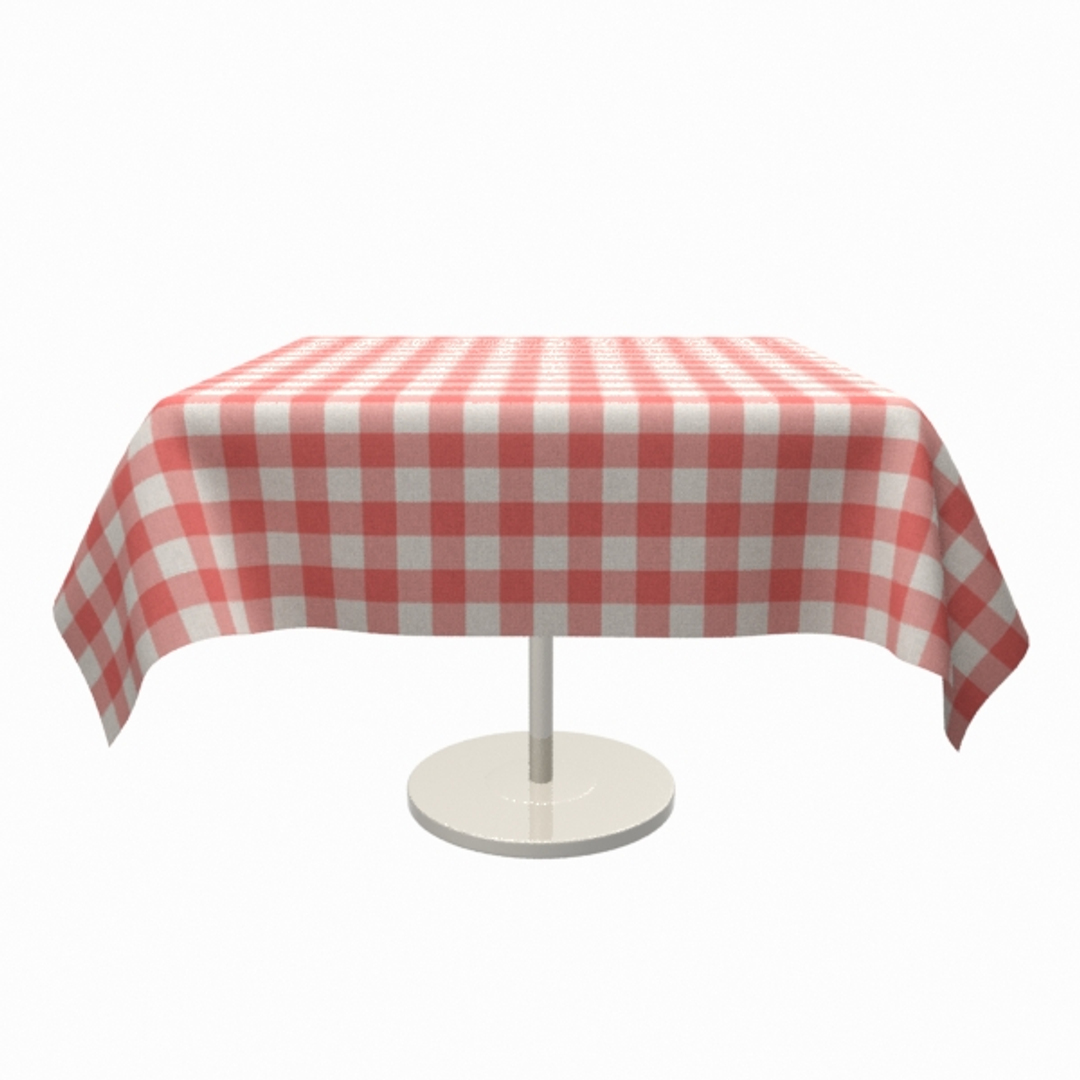Classic Wooden Table Tablecloth 3d Model