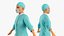 3D Hospital Staff Woman T Pose Turquoise Fur Rigged for Cinema 4D